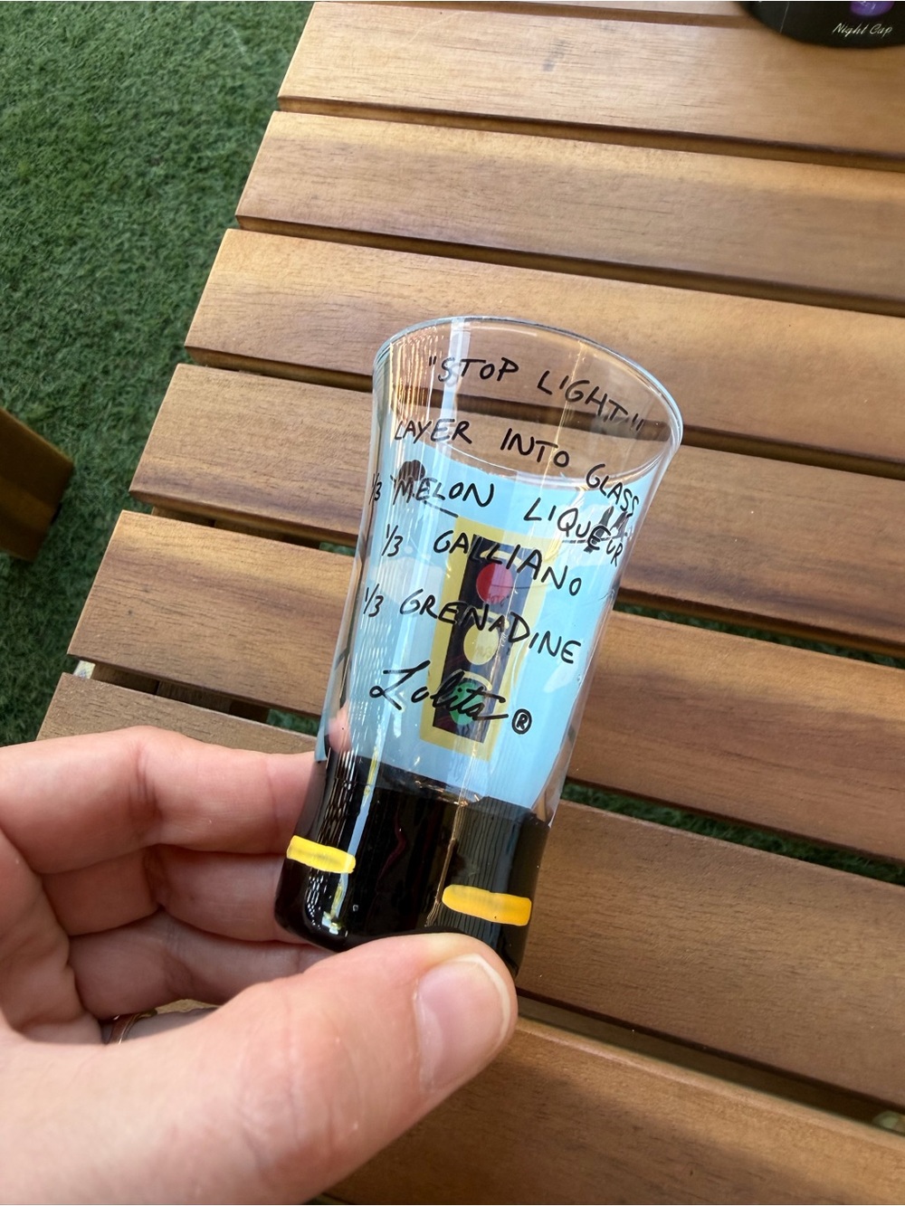Lolita Hand Painted Traffic Light Cocktail Recipe Shot Glass Boxed